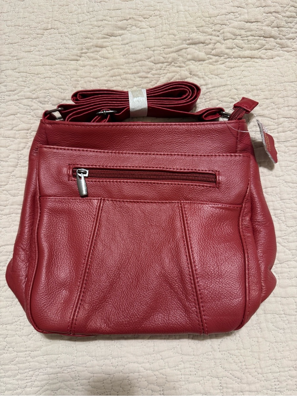 Red Genuine Leather Crossbody Bag